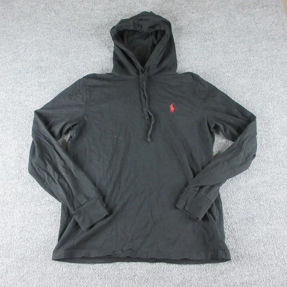 Polo Ralph Lauren Hoodie Mens Small Black Pullover Long Sleeve Pony Logo